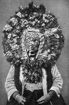 Floral mask of a Bulgarian bride, 1922. Artist: Unknown