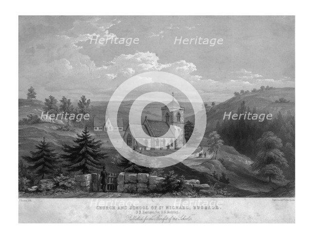'Church and School of St. Michael, Bussage', c1800. Creator: Unknown.
