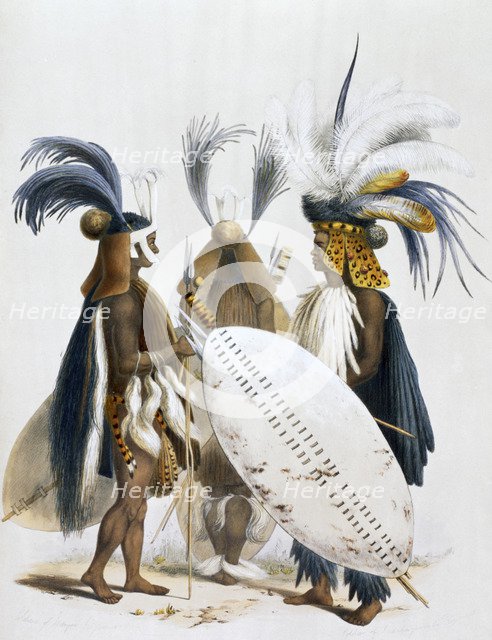 'Zulu Soldiers of King Panda's Army', 1849. Artist: George French Angas