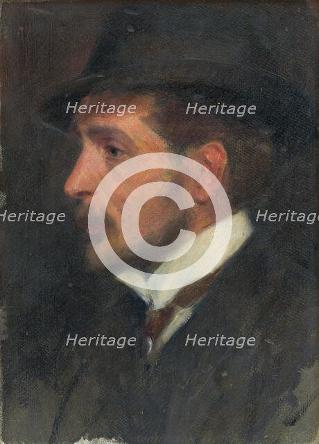 Self-Portrait ? from Profile in a Hat, around 1900. Creator: Milan Thomka Mitrovsky.