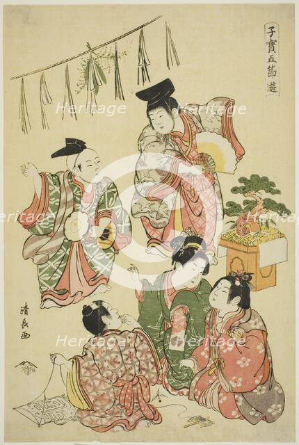 The New Year's Festival, from the series "Precious Children's Games of the Five..., c. 1801. Creator: Torii Kiyonaga.