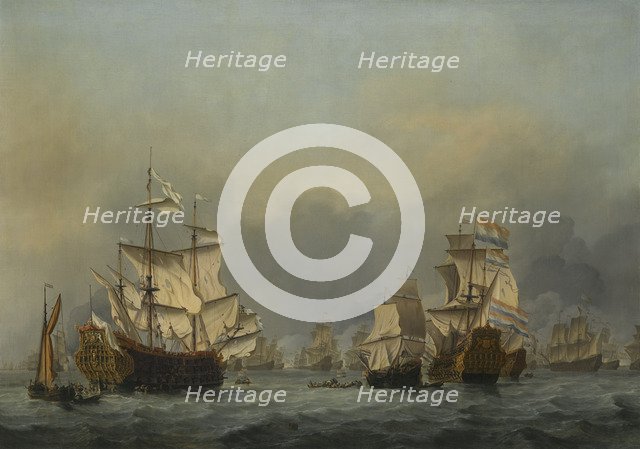 The Four Days' Battle, c. 1670. Artist: Velde, Willem van de, the Younger (1633-1707)