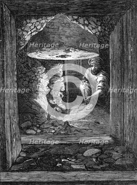 The Explorations at Jerusalem: gallery at the Golden Gate: column and rough wall, 1869. Creator: Unknown.