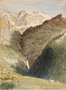 Glacier and Falls, 1863. Creator: Miner Kilbourne Kellogg.