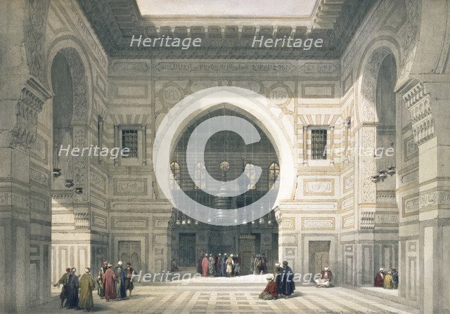 Interior of the Mosque of Sultan Hassan, Cairo, Egypt, 19th century. Artist: David Roberts
