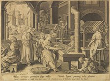 Silk Extraction (Vermis sericus), after 1640. Creator: Stradanus (Straet, van der), Johannes (1523-1605).