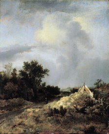 Dune Landscape with Fence, c1647. Creator: Jacob van Ruisdael.