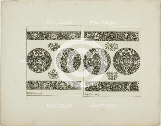 Plate Six, from Book of Ornament, 1704. Creator: Simon Gribelin.