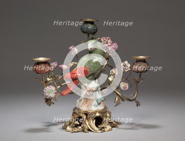 Candelabrum with Parrot , c. 1740. Creator: Meissen Porcelain Factory (German); Johann Joachim Kändler (German, 1706-1768).