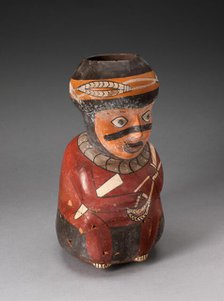 Jar in the Form of a Seated Warrior Holding a Sling and Club, 180 B.C./A.D. 500. Creator: Unknown.