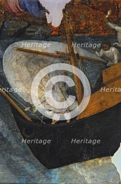Altarpiece of San Fernando de Claravall, detail of a ship hitting a reef.