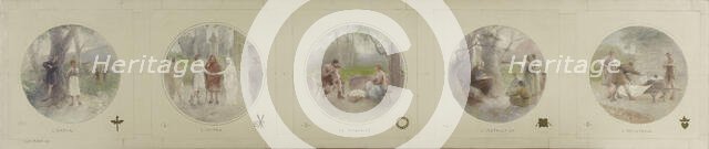 Esquisse pour la galerie Lobau de l'Hôtel de Ville de Paris : L'Amour. L'Hymen. La Paternité...,1890 Creator: Jean Pierre Victor Mazies.