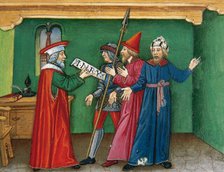 Miniature depicting Pilate with an inscription which reads: Jesus of Nazareth, king of the..., 1476. Creator: Cristoforo De Predis.