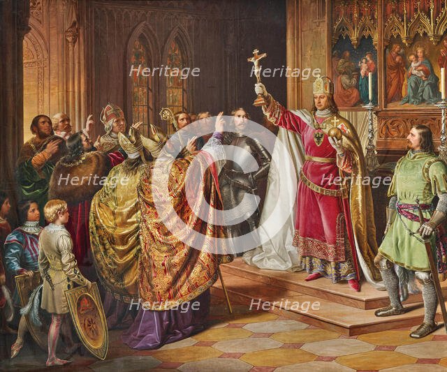 The coronation of Rudolph I of Habsburg (1273-1291) in Frankfurt, 1846. Creator: Engerth; Eduard von (1818-1897).