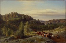 Landscape from Kuru in Evening Light, 1858. Creator: Werner Holmberg.