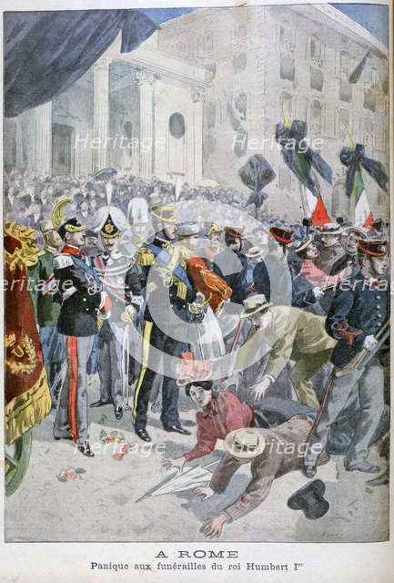 Panic at King Humbert's funeral, Rome, 1900. Artist: Unknown