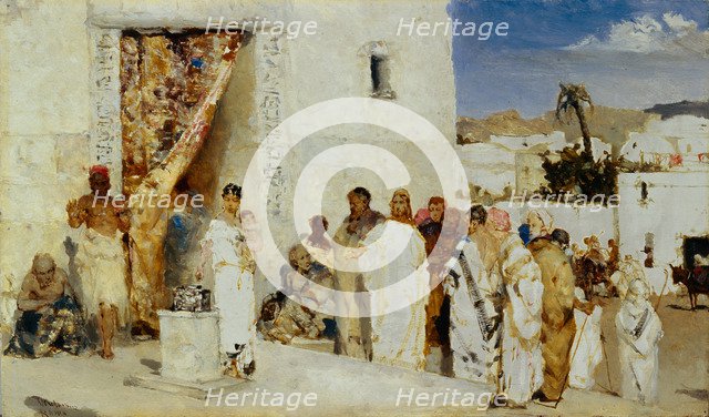 The Widow's Mite, 1890s. Artist: Kotarbinsky, Vasilii (Wilhelm) Alexandrovich (1849-1921)