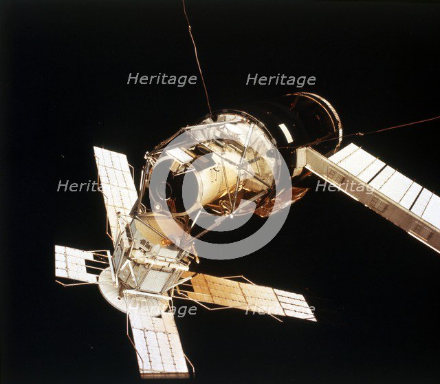 Skylab Space Station cluster seen from Command Module 3, 1973. Creator: NASA.