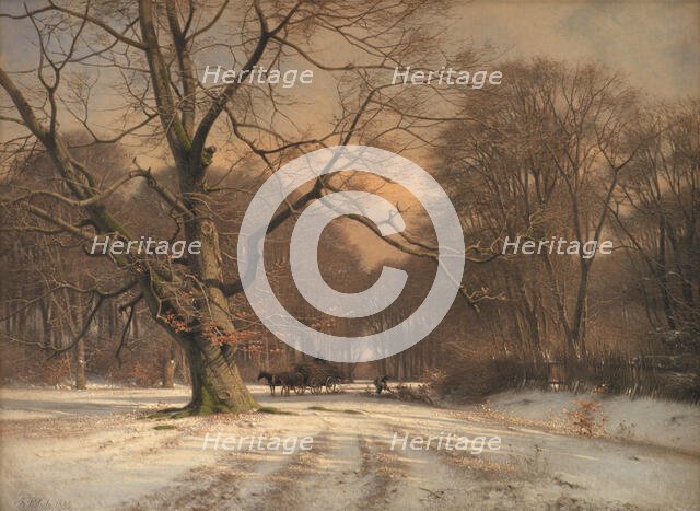 Winter landscape near Jægersborg deer park, 1885. Creator: Frederik Rohde.