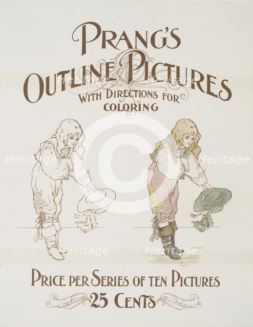 Prang's outline pictures with directions for coloring., c1865 - 1899. Creator: Louis Prang.
