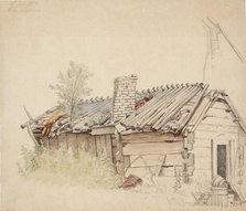 Hut in Lehtisaari, Espoo, 1867. Creator: Magnus von Wright.