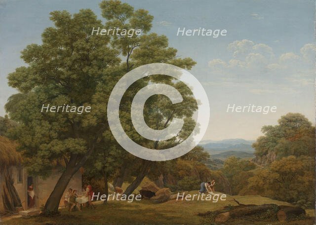 Abraham serving the three Angels, 1807. Creator: Jacob Wilhelm Mechau.