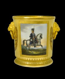 Wine cooler showing a Prussian hussar, 1817-1819. Artist: Unknown.