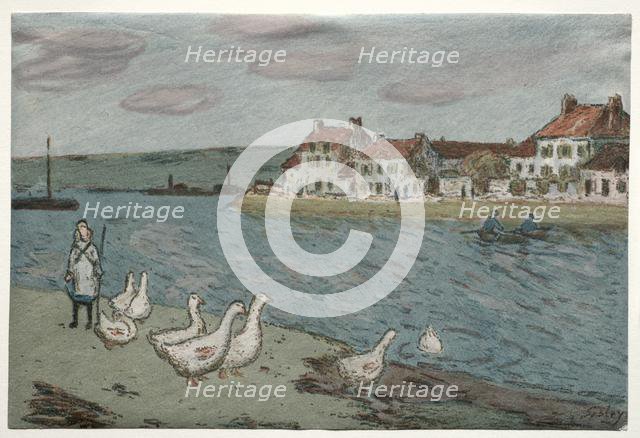 The River Bank or Geese, 1897. Creator: Alfred Sisley (French, 1840-1899).