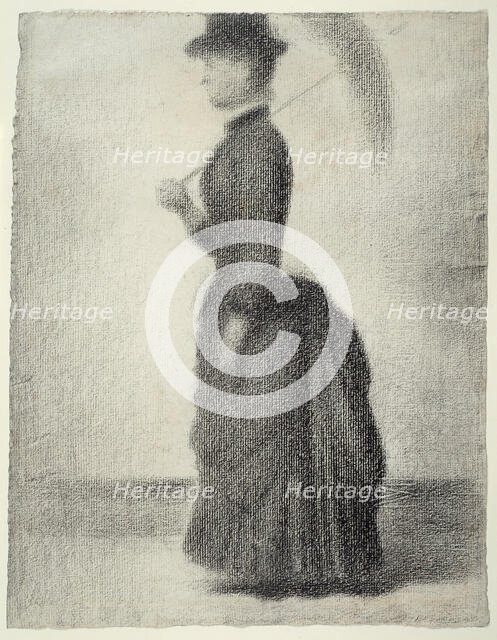 Woman Walking with a Parasol (study for La Grande Jatte), 1884. Creator: Georges-Pierre Seurat.