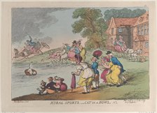 Rural Sports: Cat in a Bowl, April 24, 1811., April 24, 1811. Creator: Thomas Rowlandson.