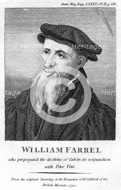 William Farel, 16th century French evangelist. Artist: Unknown