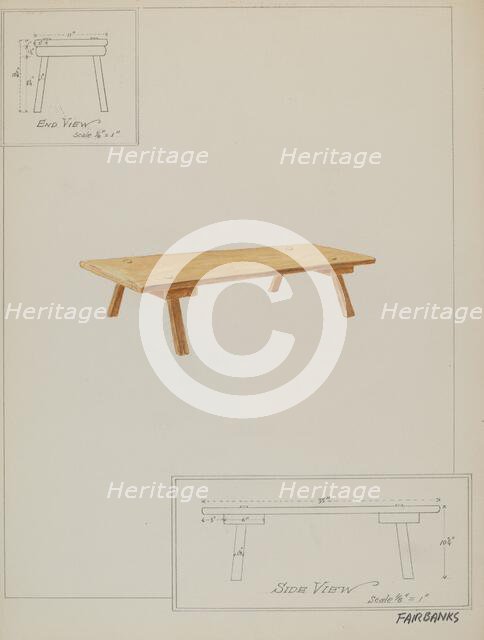 Meal Bench, c. 1937. Creator: George Fairbanks.