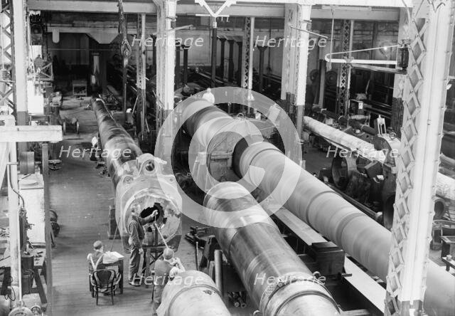 Navy Yard, U.S., Washington - 14 Inch Guns, Ready To Go To Proving Ground, 1917. Creator: Harris & Ewing.