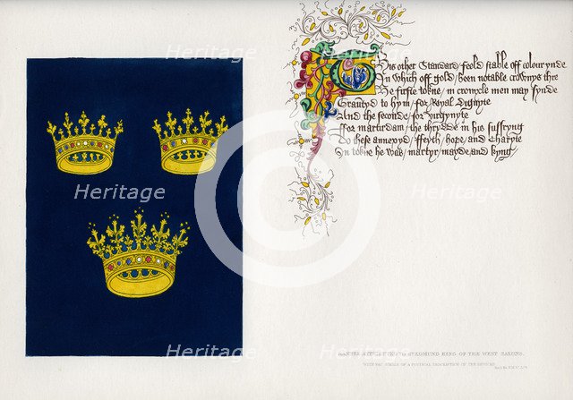 Banner and poem, c15th century, (1840). Artist: Unknown