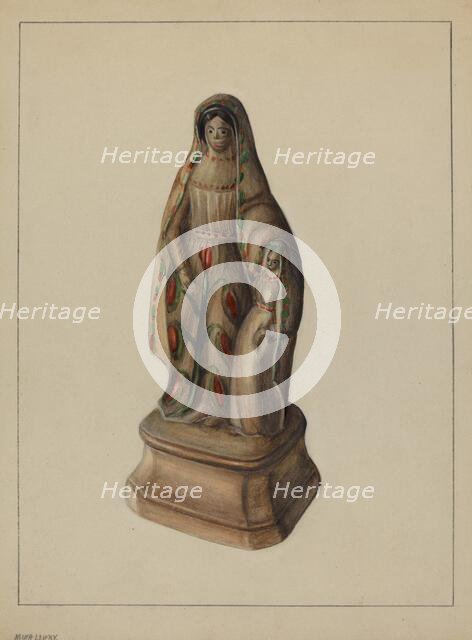 Pa. German Chalkware Mother and Child, c. 1937. Creator: Mina Lowry.