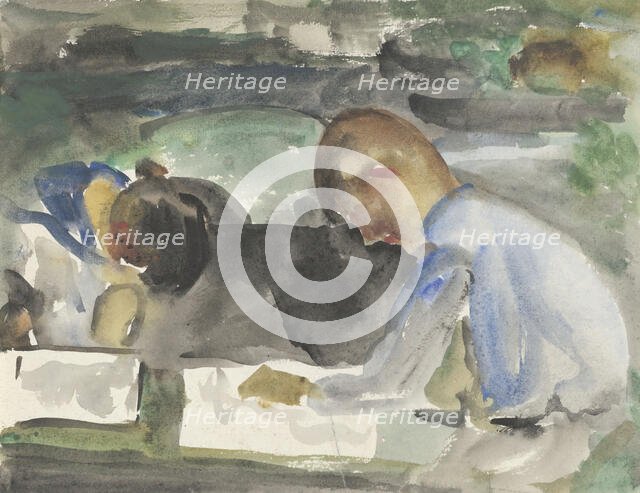 Two drawing children, 1874-1945. Creator: Carel Adolph Lion Cachet.