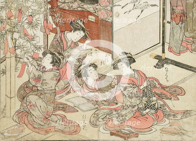 Courtesans of One of the Green Houses: Yaokaya (?), 1776. Creators: Kitao Shigemasa, Shunsho.