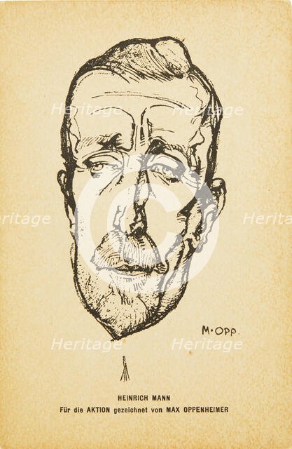 Portrait of writer Heinrich Mann (1871-1950). Creator: Oppenheimer, Max (1885-1954).