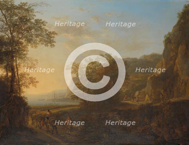 Italian Landscape with a View of a Harbour, c.1645-c.1650. Creator: Jan Dirksz Both.