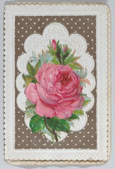 Valentine - Mechanical Layered Birthday - die cut roses and woman., ca. 1875. Creator: Anon.