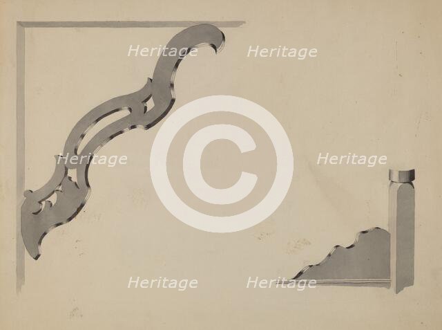 Half-canopy Carved Bed, c. 1936. Creator: Dorothy Posten.