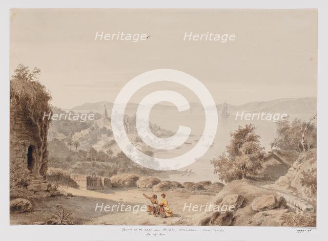 View of Ternate and the roads, the west coast of Halmahera, North Moluccas, 1821. Creator: Adrianus Johannes Bik.