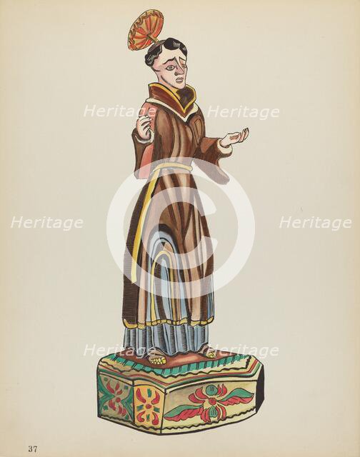 Plate 37: Saint Anthony: From Portfolio "Spanish Colonial Designs of New Mexico", 1935/1942. Creator: Unknown.