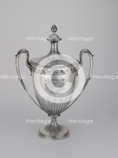 Two-handled cup and cover in Adam style, 1793-1794. Artist: Robert Sharp.