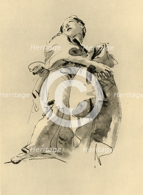 'Woman bending to the right but looking up', mid 18th century, (1928). Artist: Giovanni Battista Tiepolo.