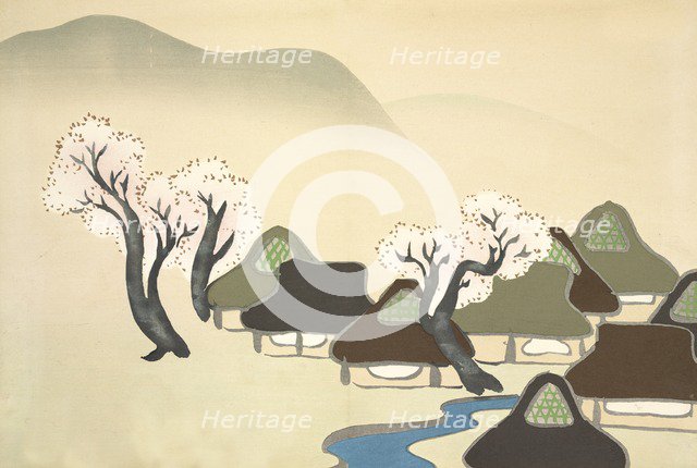 Haru No Denka, from Momoyo-gusa (The World of Things) Vol III, pub.1910 (colour block woodcut)