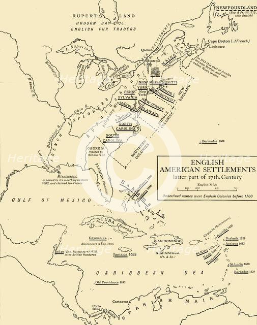 'English American Settlements - latter part of 17th Century', 1926. Creators: Unknown, Emery Walker Ltd.