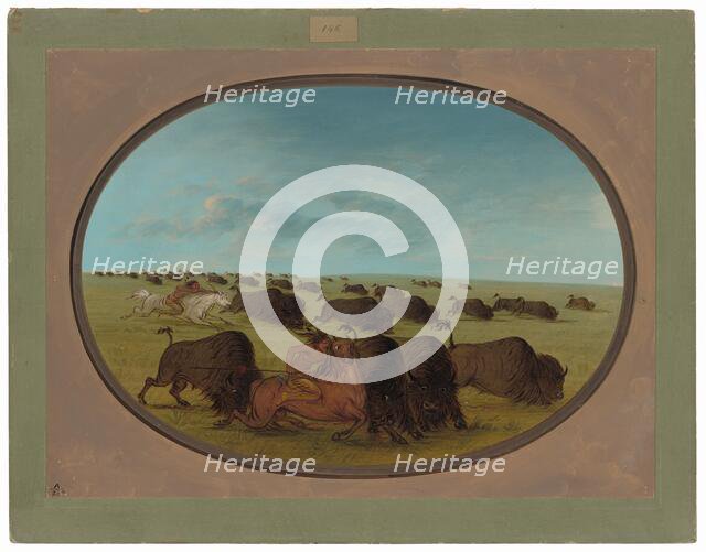 Buffalo Chase, with Accidents, 1861/1869. Creator: George Catlin.