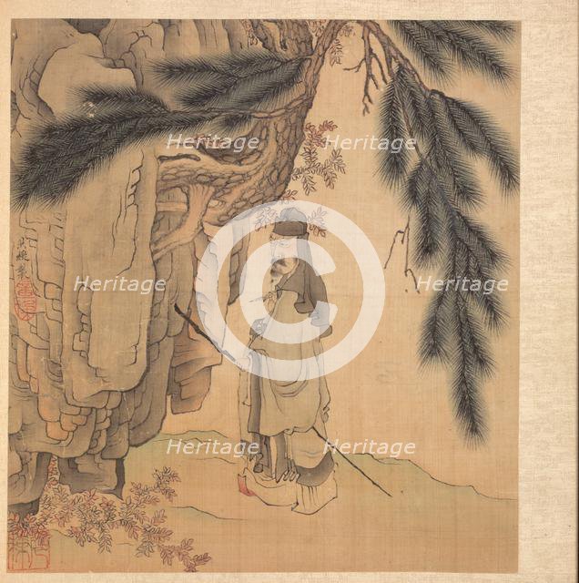 Paintings after Ancient Masters: Scholar with Staff and Brush, 1598-1652. Creator: Chen Hongshou (Chinese, 1598/99-1652).