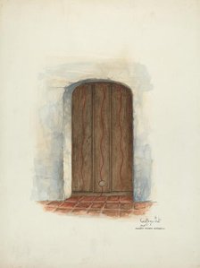 Door, Facade of Mission House, 1937. Creators: Geoffrey Holt, Harry Mann Waddell.